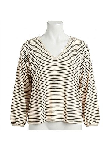 NATION LTD Savanna Shirred Top in Espresso Pinstripe (view 1)