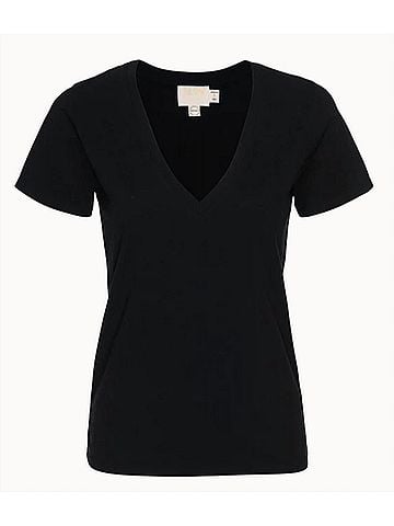 NATION LTD Blair Short Sleeve Slim V Tee in Black (view 1)