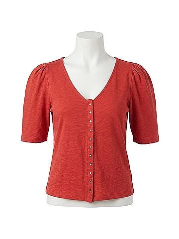 NATION LTD Jen Button Up Blouse in Heartbeat Red (view 1)