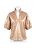 Emily McCarthy Animal Print Gold Poppy Short Sleeve Top in Python Size L - photo 1