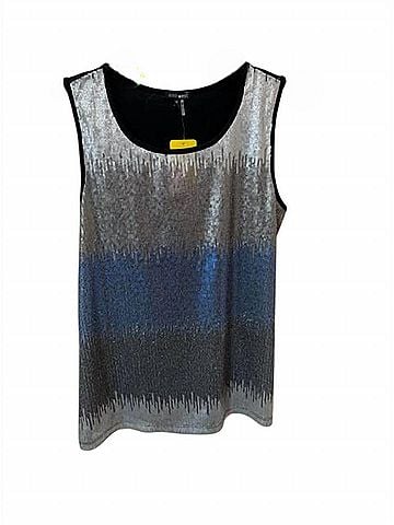 600 West Women Dip-Dye Sequin Knit Back Tank Top in Silver/Blue/Black (view 1)