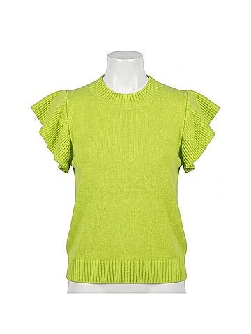 Jodifl Glow Get 'Em Ruffle Knit Top in Lime (view 1)