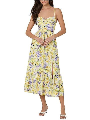 ASTR The Label Astr the Label Floral Pleated Bust Fit & Flare Sundress Casual Dress (view 1)