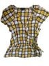 Sanctuary Plaid Yellow Black White Short Sleeve Blouse Size L - photo 1