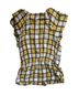 Sanctuary Plaid Yellow Black White Short Sleeve Blouse Size L - photo 2