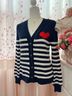 Ann Taylor LOFT Stripes Blue Red Cardigan Size M - photo 4