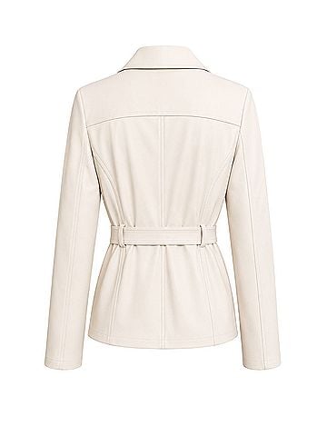 JLC New York long sleeve, business casual, ivory, tie waist, belted, lightweight, minimalist, new with tags Jacket (view 2)