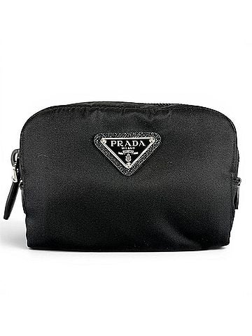 Prada PRADA Re-Nylon Triangle Logo Cosmetic Pouch, Nylon Black, Made in Italy, Women's, with Box (view 1)