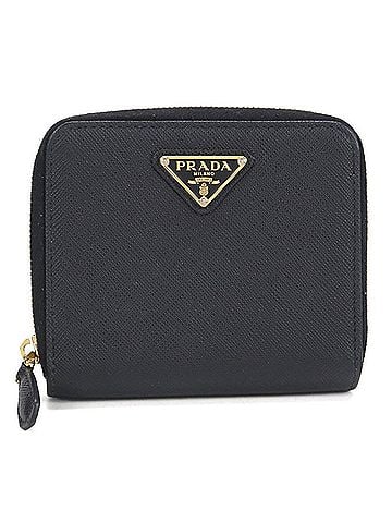 Prada PRADA bi-fold wallet 1ML036 Saffiano Triangle Women's Black (view 1)