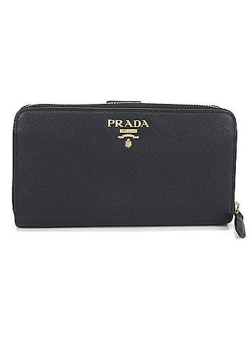Prada PRADA Prada Bi-fold Long Wallet, Saffiano Leather, Women's, Black (view 1)