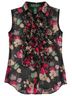 Ralph Lauren 100% Polyester Floral Black Red Green Pink Tan Sleeveless Blouse Size 6 - photo 1