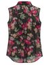 Ralph Lauren 100% Polyester Floral Black Red Green Pink Tan Sleeveless Blouse Size 6 - photo 2