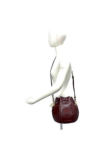 Cartier CARTIER Cartier Must Line Logo Leather Shoulder Bag Drawstring Wine Red 10229 (view 2)