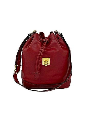 Céline CELINE Vintage Ring Hardware Logo Leather Shoulder Bag Tote Drawstring Red 84053 (view 1)