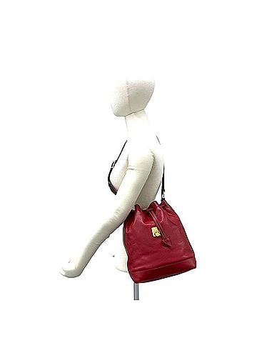 Céline CELINE Vintage Ring Hardware Logo Leather Shoulder Bag Tote Drawstring Red 84053 (view 2)