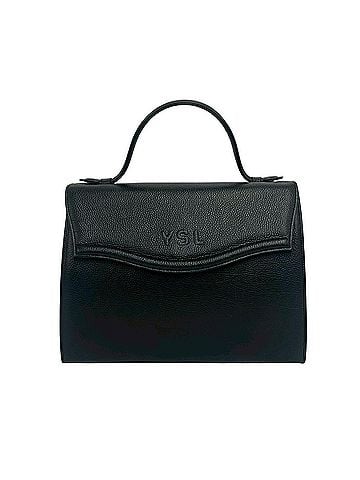 Yves Saint Laurent YVES SAINT LAURENT YSL Logo Embossed Leather Handbag Mini Tote Bag Black 01189 (view 1)