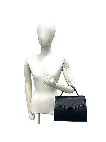 Yves Saint Laurent YVES SAINT LAURENT YSL Logo Embossed Leather Handbag Mini Tote Bag Black 01189 (view 2)