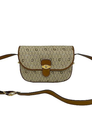 Christian Dior Christian Dior Vintage Honeycomb Pattern Logo Leather Mini Shoulder Bag/Pouch Brown 78174 (view 1)