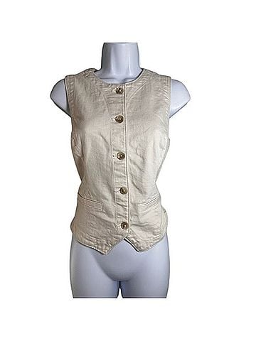 Banana Republic Denim Short Classic Vest Sleeveless Top (view 1)
