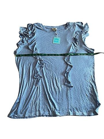Hayden Sky Blue Ruffle Sleeve Blouse Short Sleeve T-Shirt (view 2)