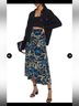 A.L.C. Print Blue Black Silk Skirt Size 12 - photo 4