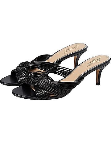 Jewel Badgley MIschka Jewel Badgley Mischka Women's Black Leather Mia Evening Slide Sandals Sandals (view 2)