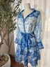 Dalia Macphee Floral Blue White Casual Dress Size S - photo 4