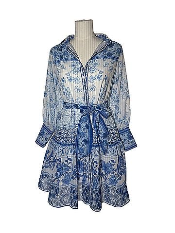 Dalia Macphee Floral Belted long sleeve Casual Dress (view 1)