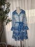 Dalia Macphee Floral Blue White Casual Dress Size S - photo 5