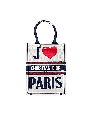 Dior Embroidered Canvas I Love Paris Vertical Book Tote (view 1)