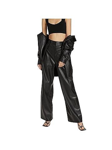 Mother Tunnel Vision Pleated Prep Faux Leather Pants (view 1)