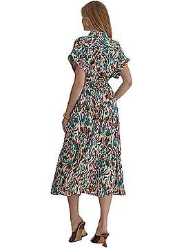 Entro Satin V-Neck Collared Midi Dress Casual Dress (view 2)