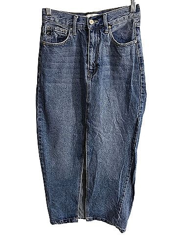 KANCAN JEANS Pixie 90’s Medium Wash Maxi Denim Skirt (view 1)