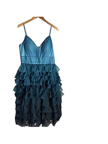 MARCHESA notte MARCHESA NOTTE V-Neck Ombre Tulle Tiered Ruffle Gown  14 Cocktail Dress (view 2)