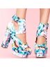 Jeffrey Campbell 100% Leather Print Pink Blue Heels Size 8 1/2 - photo 3