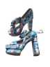 Jeffrey Campbell 100% Leather Print Pink Blue Heels Size 8 1/2 - photo 1