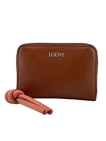 Loewe LOEWE (Loewe) Zip-around Knot Coin Purse Wallet, Brown (view 1)