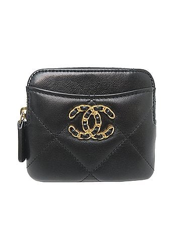 Chanel Chanel 19-Zip Coin Purse, Women's Wallet/Coin Case, AP2086, Shiny Lambskin, Black (view 1)