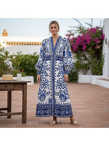Caroline Constas blue and white Euro Summer maxi dress  Cocktail Dress (view 1)
