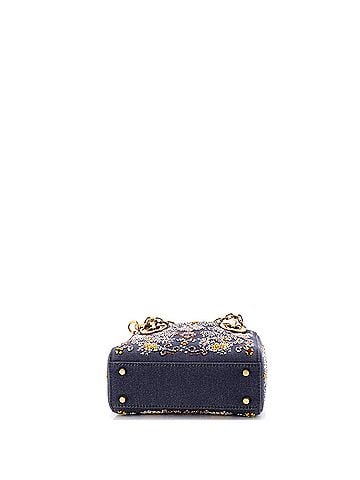 Christian Dior Lady Dior Chain Bag Beaded Denim Mini (view 2)