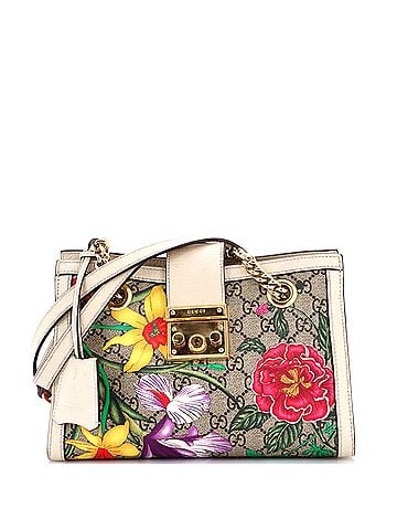 Gucci Padlock Chain Tote Flora GG Coated Canvas Small (view 1)