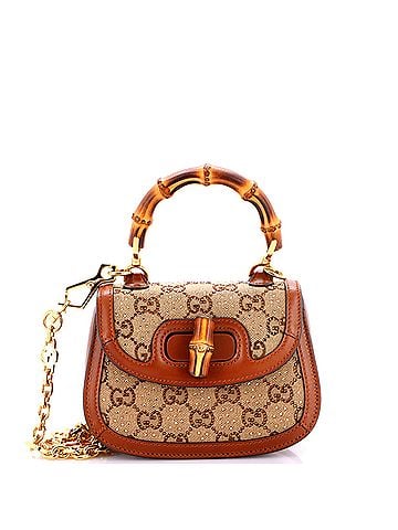 Gucci Bamboo 1947 Top Handle Bag Crystal Embellished GG Canvas Mini (view 1)