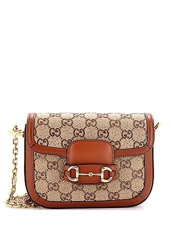 Gucci Horsebit 1955 Shoulder Bag Crystal Embellished GG Canvas Mini (view 1)