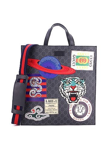 Gucci Courrier Convertible Soft Open Tote GG Coated Canvas with Applique North South (view 1)