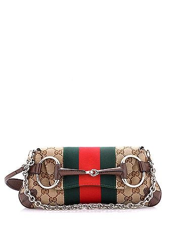 Gucci Horsebit NM Web Chain Clutch GG Canvas Small (view 1)