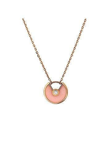 Cartier Amulette de Cartier Pendant Necklace 18K Rose Gold with Pink Opal and Diamond XS (view 1)
