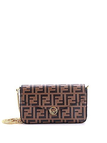 Fendi F is Fendi Envelope Clutch on Chain Zucca Embossed Leather (view 1)