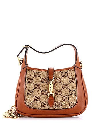 Gucci Jackie 1961 Chain Hobo Crystal Embellished GG Canvas Mini (view 1)
