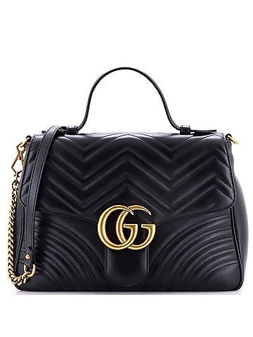 Gucci GG Marmont Top Handle Flap Bag Matelasse Leather Medium (view 1)