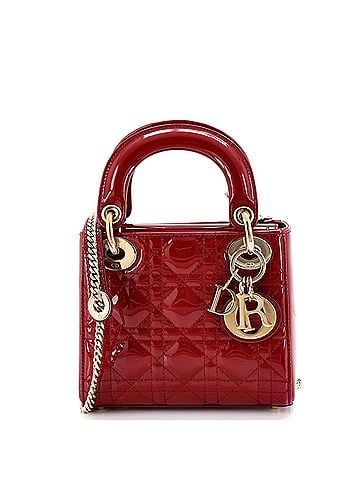 Christian Dior Lady Dior Chain Bag Cannage Quilt Patent Mini (view 1)